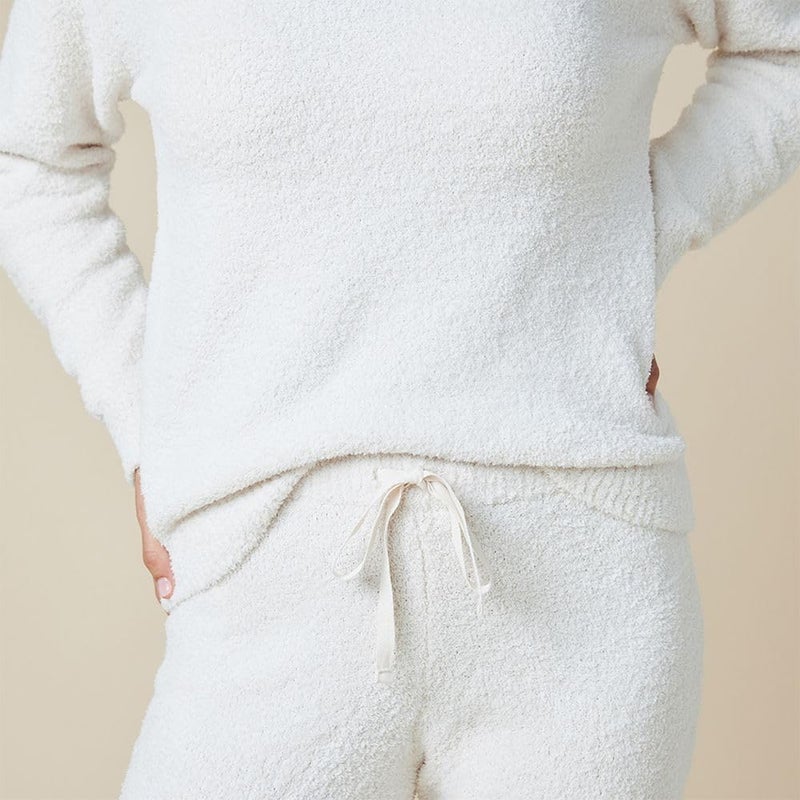 Softies Marshmallow V Neck Lounge Set for Women Ultra Soft 2 Piece Loungewear with Relaxed Top and Straight Leg Pants, Almond, XS - Image 5