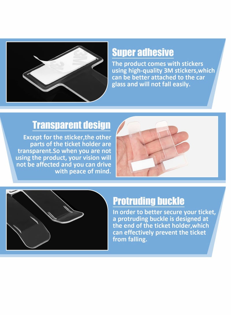 Generic 10 Pcs Clear Car Parking Ticket Holder Clips, Adhesive Business Card Holders for Windscreen, Vehicle Permit and Work Pass Clips for Cars, Vans, and Caravans. - Image 3