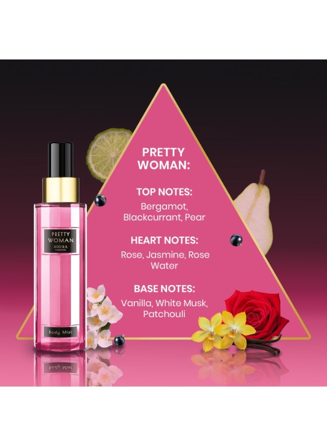 Aoura London Pretty Woman Gift Set – Body Mist 60ml + Shower Gel 100ml + Body Lotion 100ml | Women’s Fragrance & Body Care Set | Long-Lasting, Moisturizing, Perfect Gift for Women & Girls - Image 2