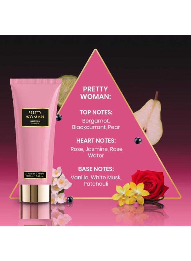 Aoura London Pretty Woman Gift Set – Body Mist 60ml + Shower Gel 100ml + Body Lotion 100ml | Women’s Fragrance & Body Care Set | Long-Lasting, Moisturizing, Perfect Gift for Women & Girls - Image 4