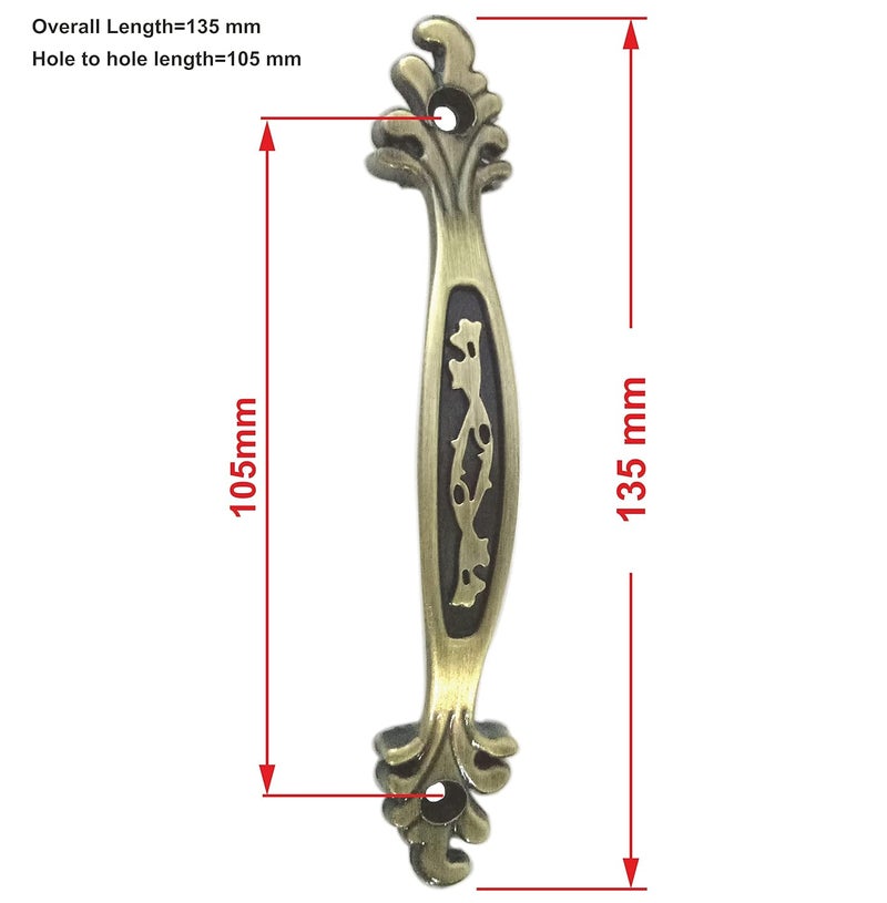 Techlife Accessories Techlife Accessories TechlifesSet of 2 Brass Antique Finish Premium Design Front Screw Cabinet HandlePull HandleWindow Pull Handle 4 inch 2pcs Brownish Yellow - Image 2