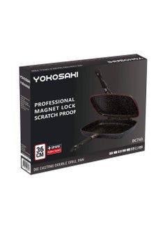 YOKOSAKI GRILL PAN Double Sided Frying Pan Aluminium Grilling Pan Pressure Cooking Grill Portable Grill for Home Cooking ANTI-BURN Handle DC743 - 36CM  - Image 3