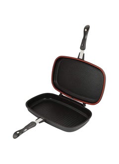 YOKOSAKI GRILL PAN Double Sided Frying Pan Aluminium Grilling Pan Pressure Cooking Grill Portable Grill for Home Cooking ANTI-BURN Handle DC743 - 36CM  - Image 1