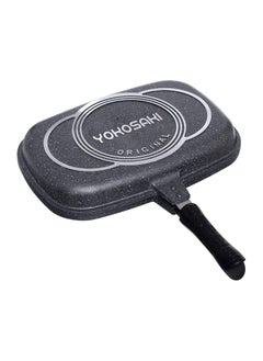 YOKOSAKI GRILL PAN Double Sided Frying Pan Aluminium Grilling Pan Pressure Cooking Grill Portable Grill for Home Cooking ANTI-BURN Handle DC743 - 36CM  - Image 2