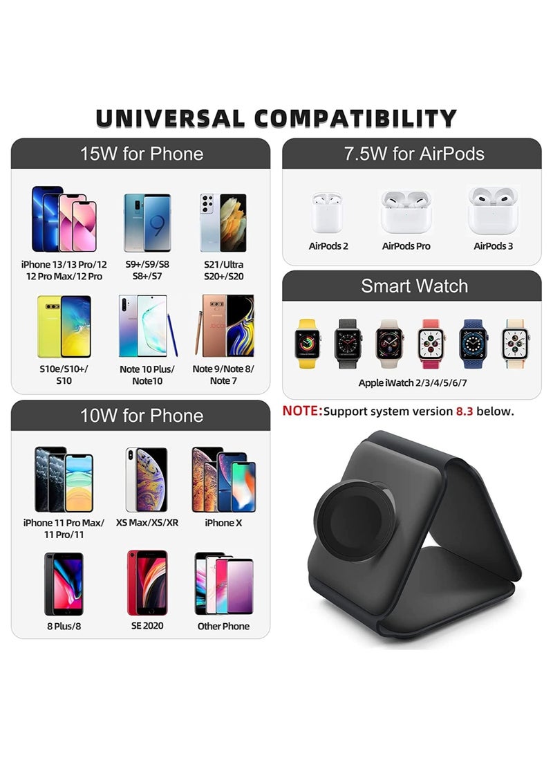 XICEN - 3 In 1 Wireless Charger  Station,  Magnetic Foldable Charging Pad - Image 1