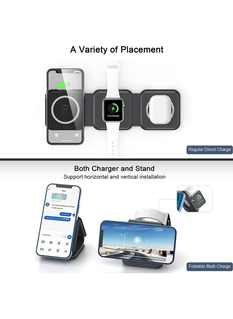 XICEN - 3 In 1 Wireless Charger  Station,  Magnetic Foldable Charging Pad - Image 1