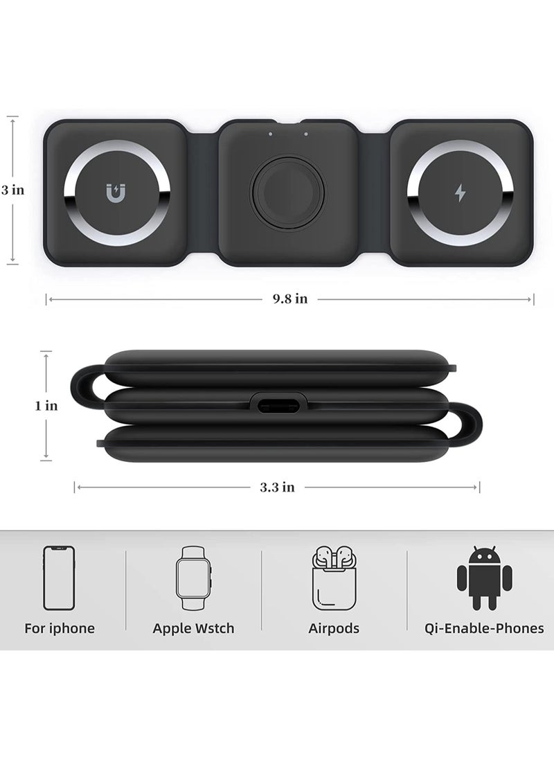 XICEN - 3 In 1 Wireless Charger  Station,  Magnetic Foldable Charging Pad - Image 1