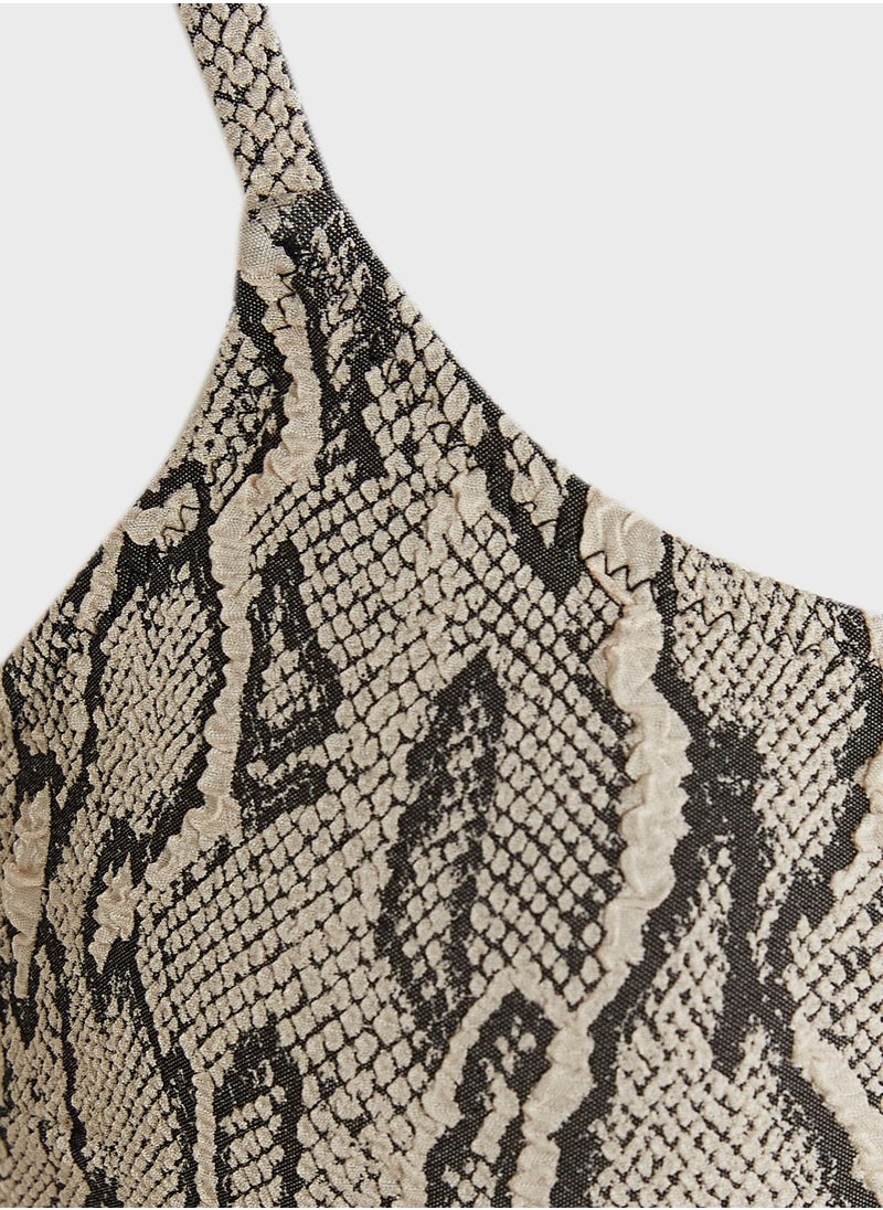 NEW LOOK - Textured Printed Bikini Top - Image 1