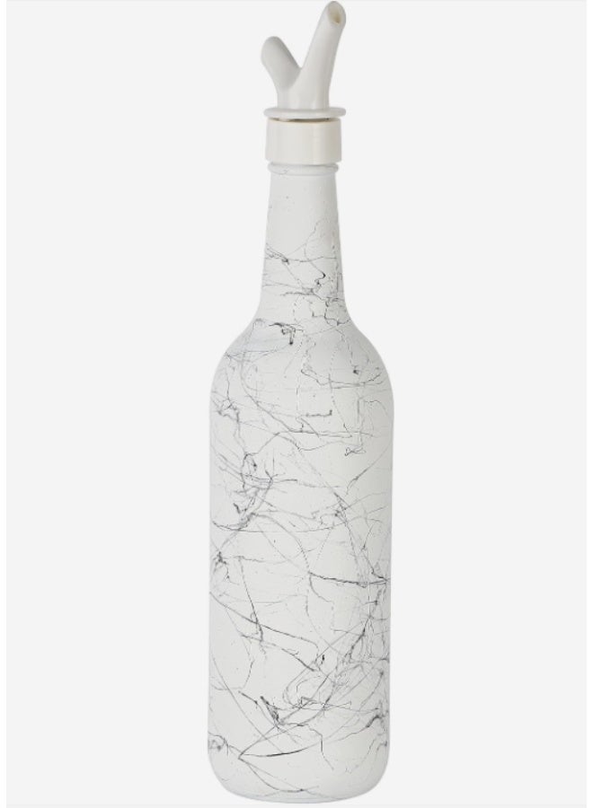 AKDC Luxury Marble Design Glass Oil Bottle with PP Lid & Pouring Spout â€“ Stylish Oil & Vinegar Dispenser, 750ml - Image 1