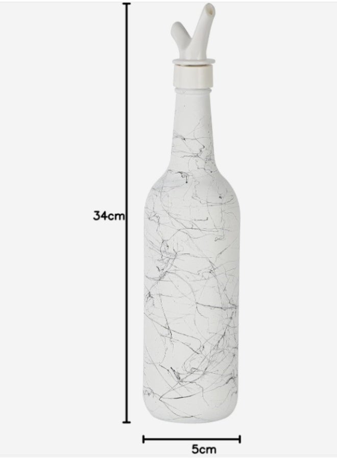 AKDC Luxury Marble Design Glass Oil Bottle with PP Lid & Pouring Spout â€“ Stylish Oil & Vinegar Dispenser, 750ml - Image 2