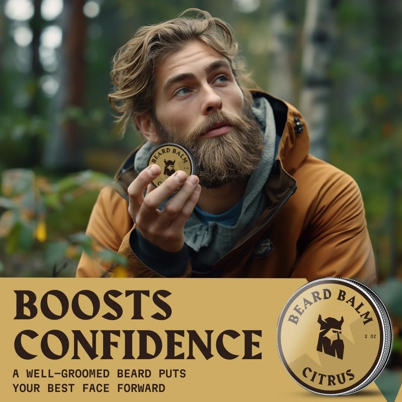 Striking Viking Beard Balm for Men - Leave in Beard Conditioner - Styling Balm Made with Naturally Derived Beard Butter, Argan & Jojoba Oils (2 Ounce (Pack of 1), Citrus) - Image 5