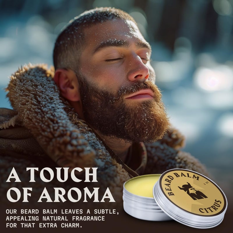 Striking Viking Beard Balm for Men - Leave in Beard Conditioner - Styling Balm Made with Naturally Derived Beard Butter, Argan & Jojoba Oils (2 Ounce (Pack of 1), Citrus) - Image 3