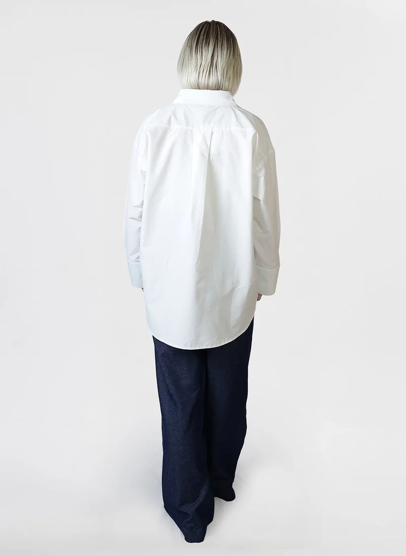 Bond White Poplin Oversize Fit Button Down Shirt for Women | Best Price UAE