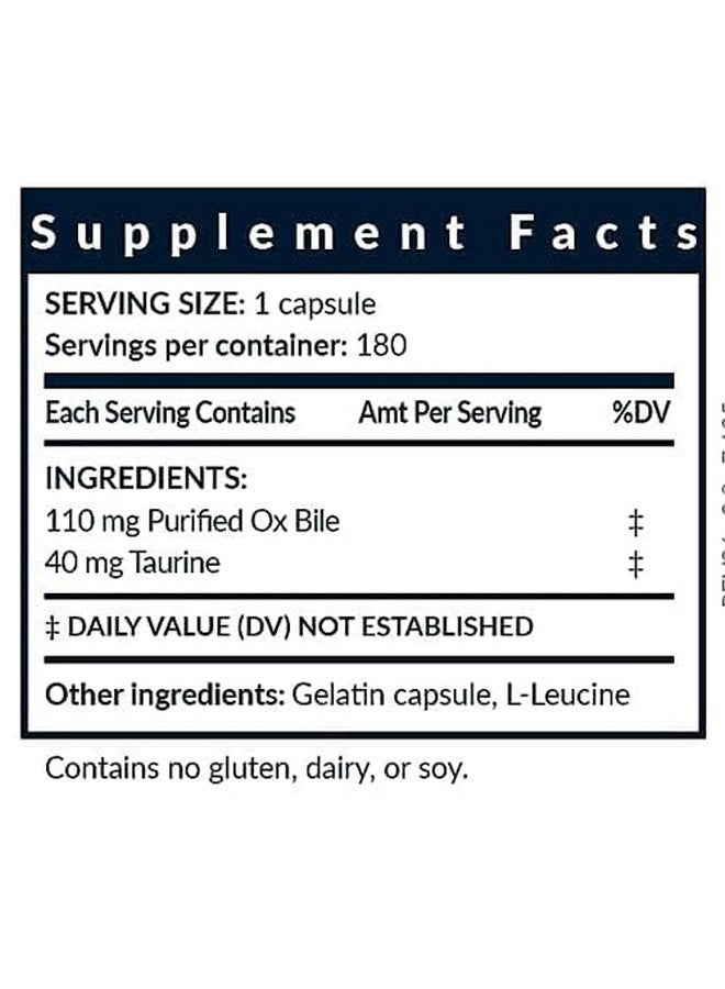 GoodApple Nutritionals Bile Salts Booster | Supports Gallbladder/No Gallbladder | Ox Bile & Taurine Gallbladder Supplement | Gas & Bloating | Digestive Aid Especially fats | 180 Capsules - 110 mg - Image 4