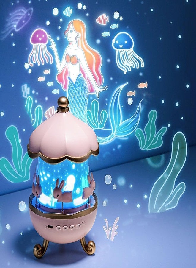 KNH MART Bunny Carousel Night Light Projector | 6 Set Films Rotating LED Lamp | Star Projection Light for A Magical Nursery Atmosphere | Rabbit Night Lamp for Kids Room - Image 2