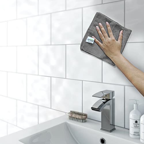SOFTSPUN Microfiber Cleaning Cloths, 4pcs 40x40cms 220GSM Grey! Highly Absorbent, Lint and Streak Free, Multi -Purpose Wash Cloth for Kitchen, Window, Stainless Steel, Silverware.… - Image 3