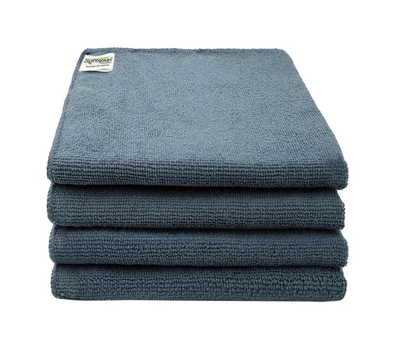 SOFTSPUN Microfiber Cleaning Cloths, 4pcs 40x40cms 220GSM Grey! Highly Absorbent, Lint and Streak Free, Multi -Purpose Wash Cloth for Kitchen, Window, Stainless Steel, Silverware.… - Image 1