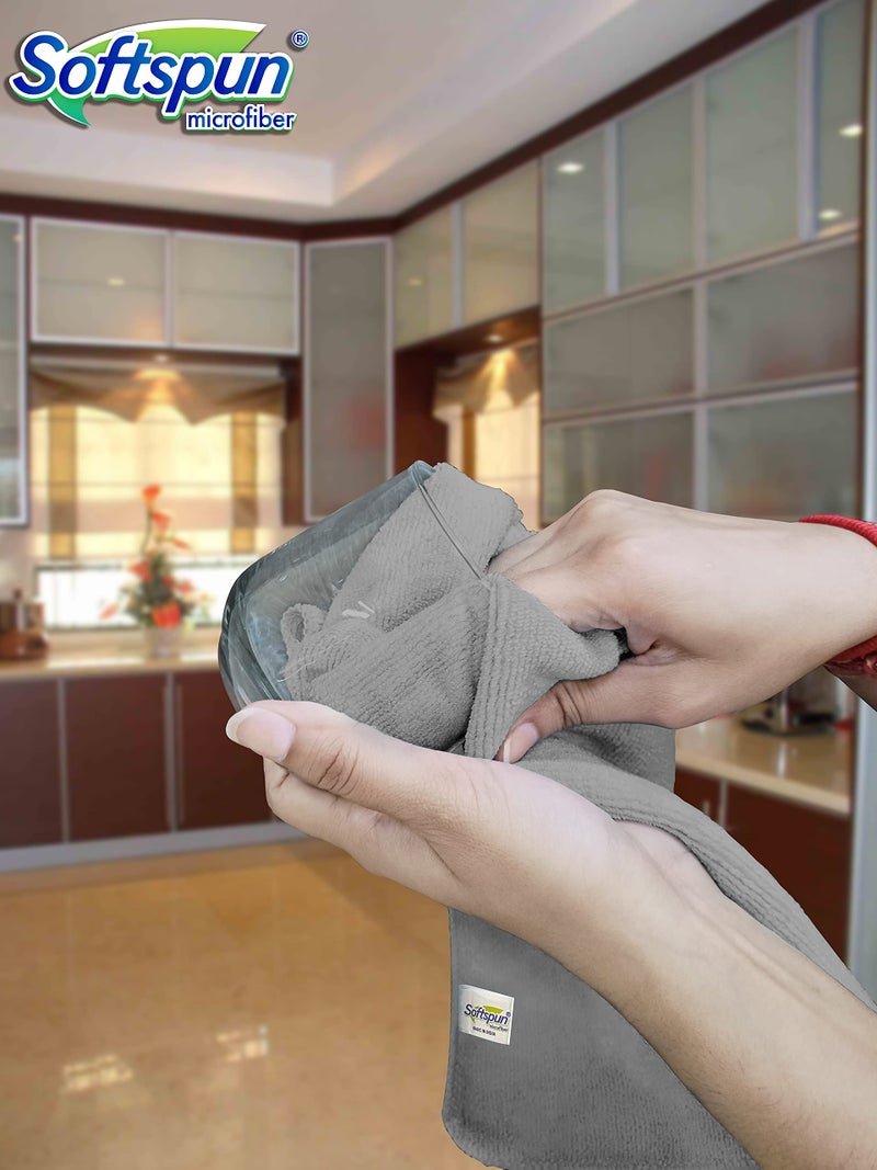 SOFTSPUN Microfiber Cleaning Cloths, 4pcs 40x40cms 220GSM Grey! Highly Absorbent, Lint and Streak Free, Multi -Purpose Wash Cloth for Kitchen, Window, Stainless Steel, Silverware.… - Image 4