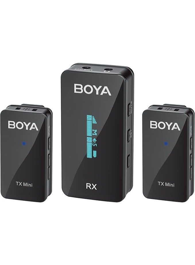 بويا ميكروفون لاسلكي صغير لافالير لكاميرة DSLR/آيفون/أندرويد، 2 ميكروفون لاسلكي طية صدر ليوتيوب وتيك توك وبث مباشر على فيس بوك ومدونات فيديو وبودكاست BY-XM6-S2 من بويا، 100 م (وحدتا إرسال ووحدة استقبال) - Image 1