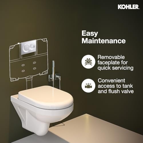 KOHLER LYNK Pneumatic Dual-flush Faceplate in Polished Chrome color compatible with Kohler Pneumatic in-wall tank or cistern tank - Image 5