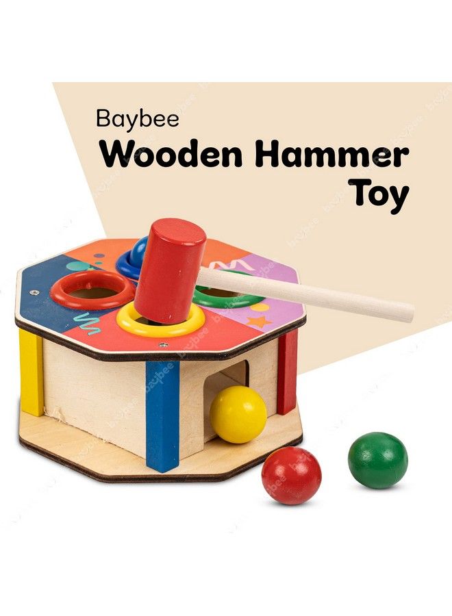 BAYBEE Wooden Hammer Ball Knock Pounding Bench With Box Case Kids Toys Set Wooden Hammer Toys Develops Fine Motor & Dexterity Skills Learning Educational Hammer Toys For Kids 3+ Years (Assorted) - Image 3