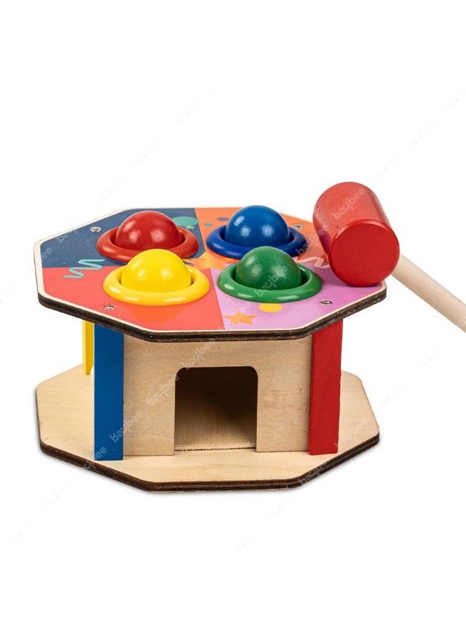 BAYBEE Wooden Hammer Ball Knock Pounding Bench With Box Case Kids Toys Set Wooden Hammer Toys Develops Fine Motor & Dexterity Skills Learning Educational Hammer Toys For Kids 3+ Years (Assorted) - Image 2
