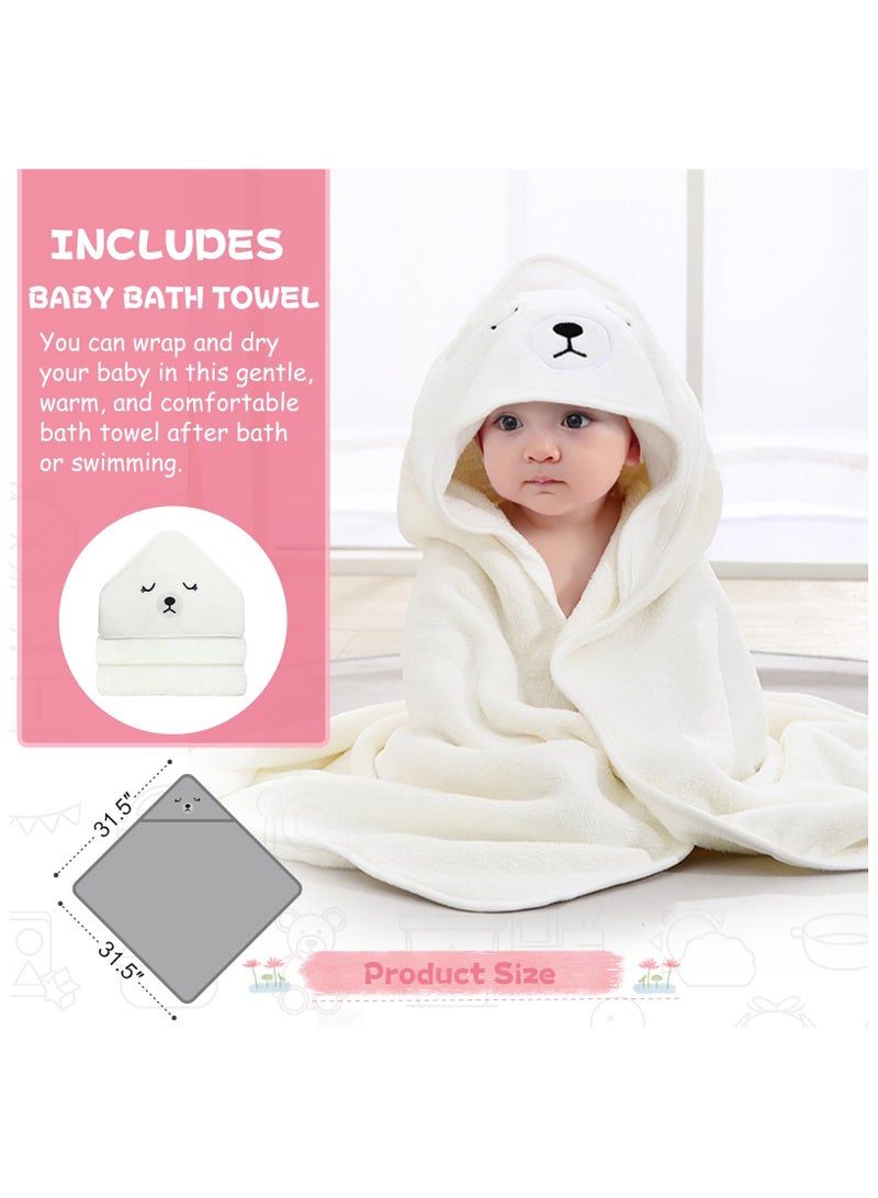 أسيف حوض استحمام قابل للطي للأطفال حديثي الولادة مع ميزان حرارة ومنشفة بغطاء رأس ووسادة عائمة ناعمة، حوض استحمام محمول للسفر مع فتحة تصريف، أحواض استحمام متينة قابلة للطي للأطفال الرضع والأطفال الصغار من ASIV - Image 3