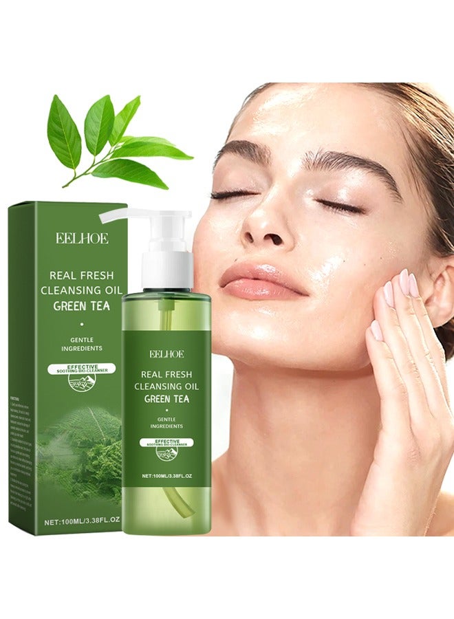 EELHOE Green Tea Real Fresh Cleansing Oil,Deep Cleansing Oil, Removing Heavy Makeup,Blackhead and Whitehead, Effective Cleansing Without Clogging Pores 100ml - Image 1