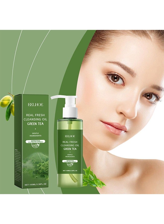 EELHOE Green Tea Real Fresh Cleansing Oil,Deep Cleansing Oil, Removing Heavy Makeup,Blackhead and Whitehead, Effective Cleansing Without Clogging Pores 100ml - Image 2