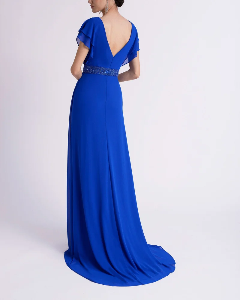 روسا كلارا Aire Barcelona Crepe Long Cocktail Dress