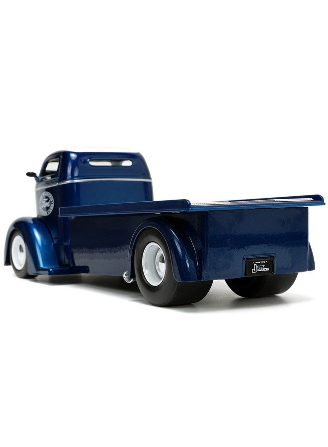 Jada Toys Jada Toys Just Trucks 1:24 1947 Ford COE Flatbed Die-cast Car Dark Blue/White with Tire Rack, Toys for Kids and Adults  - Image 5