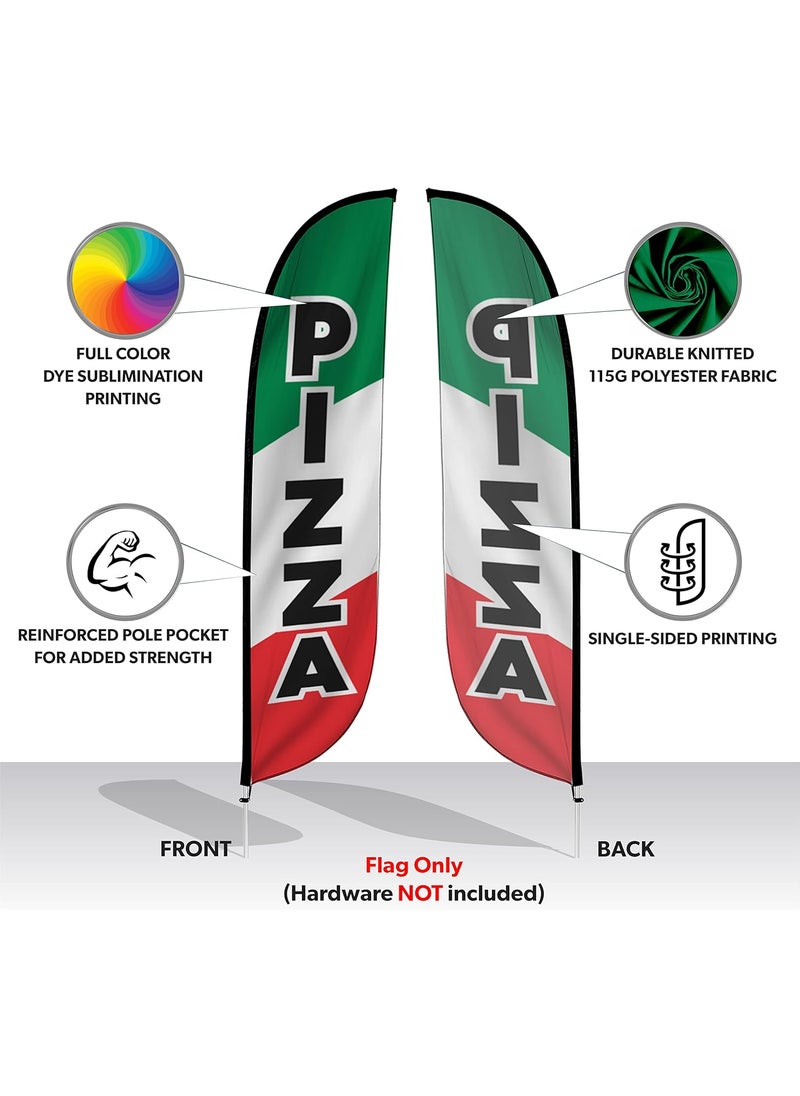 LookOurWay LookOurWay Feather Flag Banner  12 Feet Tall Advertising Flags for Outdoor Business and Events Promotion  Swooper Flag Only  Food  Restaurant Flags  Pizza Green 10M1200056  - Image 2