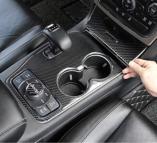 YOCTM For Jeep Grand Cherokee 2014 2015 Interior Accessories Black Real Carbon Fiber Center Console Cup Holder Cover Trim - Image 3
