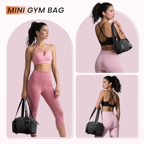 SKYSPER Small Gym Bag for Women - Mini Tote Bag with Wet Compartment, Lightweight Waterproof Gym Duffle Bag for Sport, Commute, Fashion & Cute & Compact Bag for Girl (Black) - Image 3