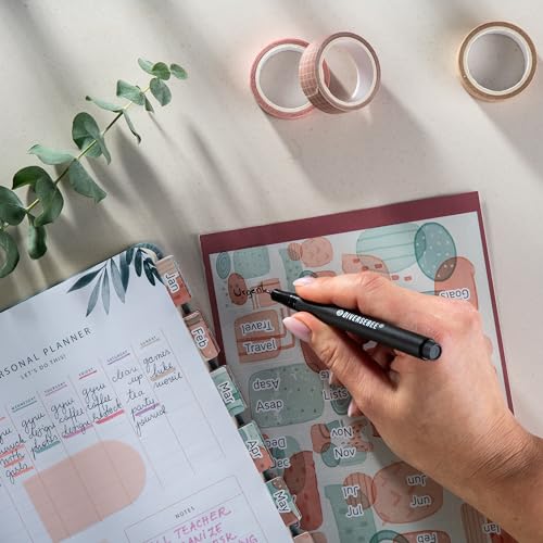 DiverseBee Laminated Planner Monthly Tabs, 24 Peel and Stick Tabs for Notebooks (12 Month Tabs and 12 Blank Tabs), Calendar Monthly Tab Stickers/Dividers (Assorted), Medium - Image 4