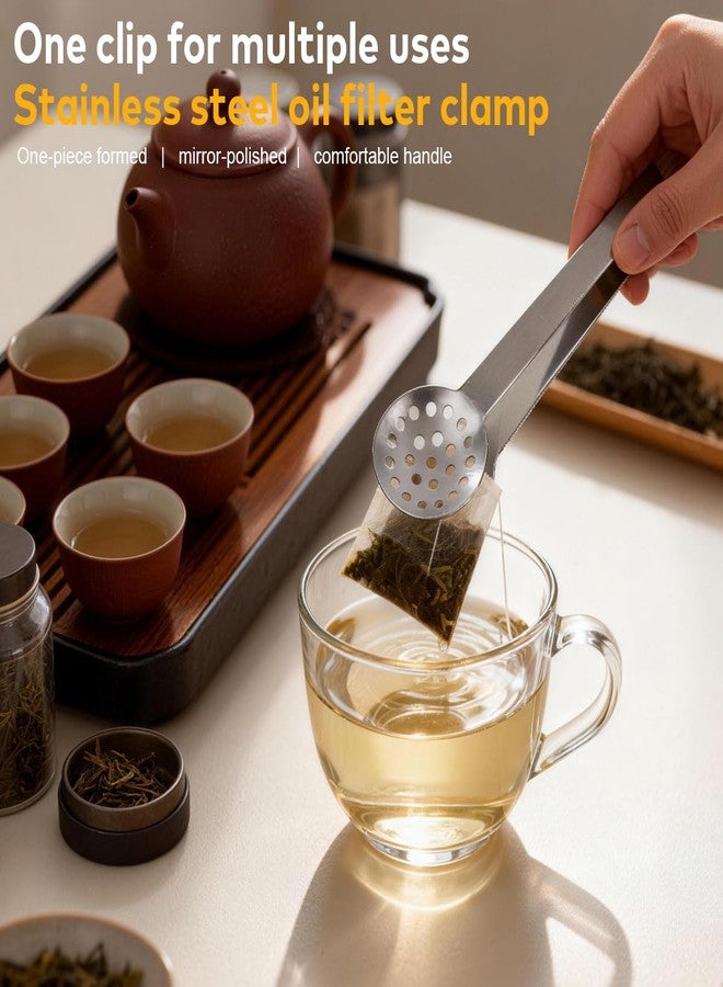 VANTOBEST 6×1.85Inch Stainless Steel Tea Bag Squeezer Tongs Durable Teabag Filter Coffee Spoon Clamp Tea Strainer Dispenser Accessories for Gripping Lemon Slice Tea Drinkers - Image 4