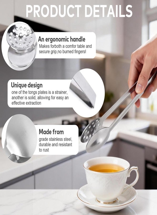 VANTOBEST 6×1.85Inch Stainless Steel Tea Bag Squeezer Tongs Durable Teabag Filter Coffee Spoon Clamp Tea Strainer Dispenser Accessories for Gripping Lemon Slice Tea Drinkers - Image 3