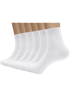 DIAMOND TOE 6 Pairs Mens Premium Cotton Socks Comfortable Free Size Formal Men's Socks Super Combed Material EU sizes 40-45 (WHITE 6 Pairs, 6)  - Image 1