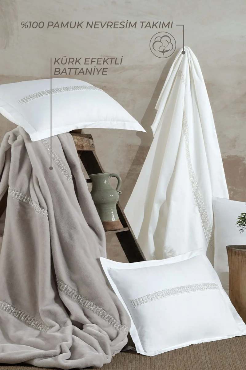 ايلارت Diamond Cotton Duvet Cover Blanket Set 7 Piece Mink