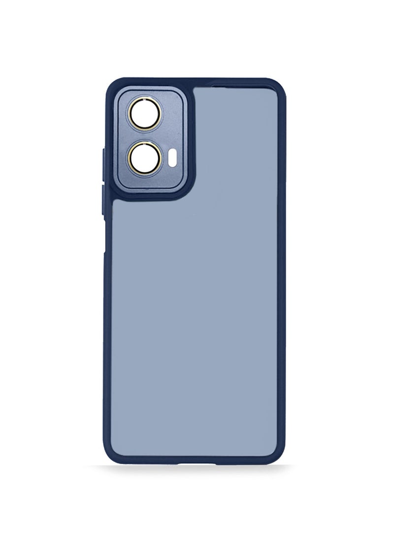 Wtech Hybrid Silicone With Translucent Back Protective Lens Sheild Case Cover For Motorola Moto G34 5G Blue - Image 3