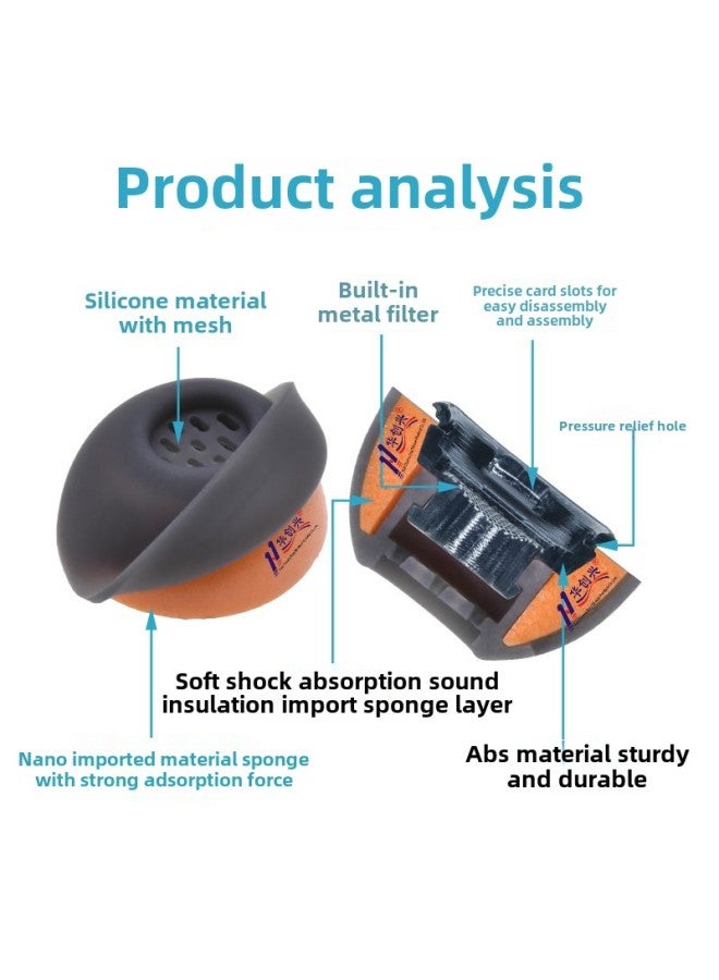 Suitable For Apple AirpodsPro Earplug Noise Reduction Silicone Ear Cap Double Filter Mixed Memory Foam Headphone Cover-Specifications:Coffee Black M/medium Pair In Bulk - Image 4