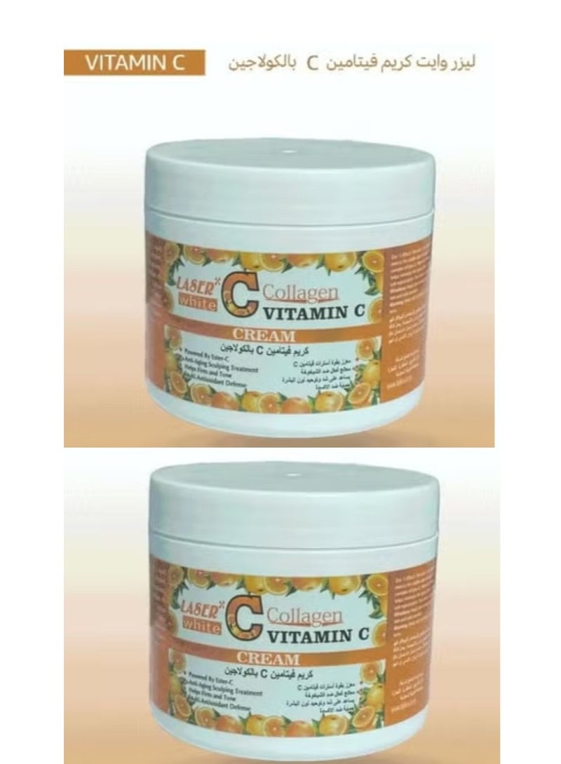 ليزر وايت 2 عبوة من كريم فيتامين سي بالكولاجين للتفتيح ولمقاومة علامات التقدم في السن للوجه 113 جرام - Image 1