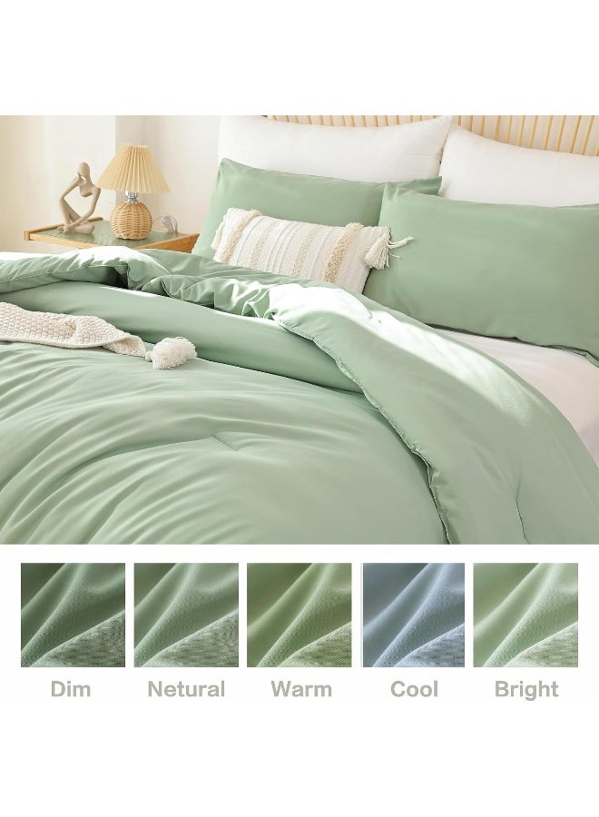 ROSGONIA Sage Green California King Comforter Set