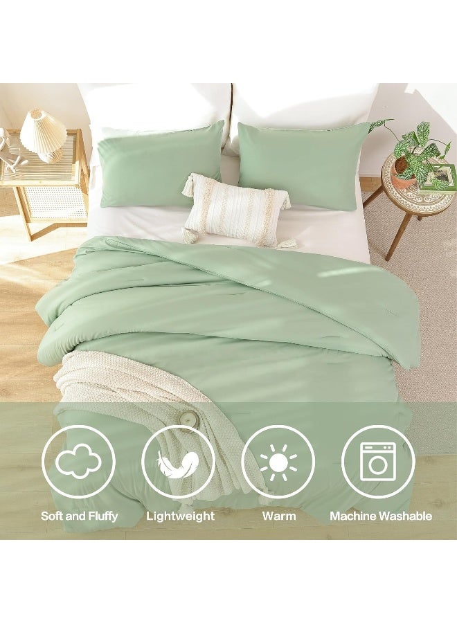 ROSGONIA Sage Green California King Comforter Set