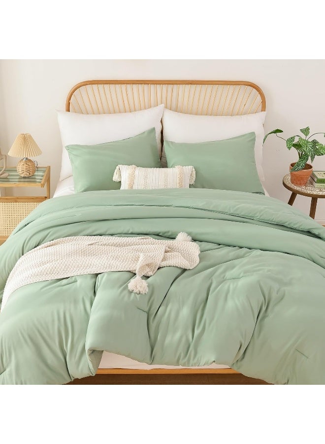 ROSGONIA Sage Green California King Comforter Set