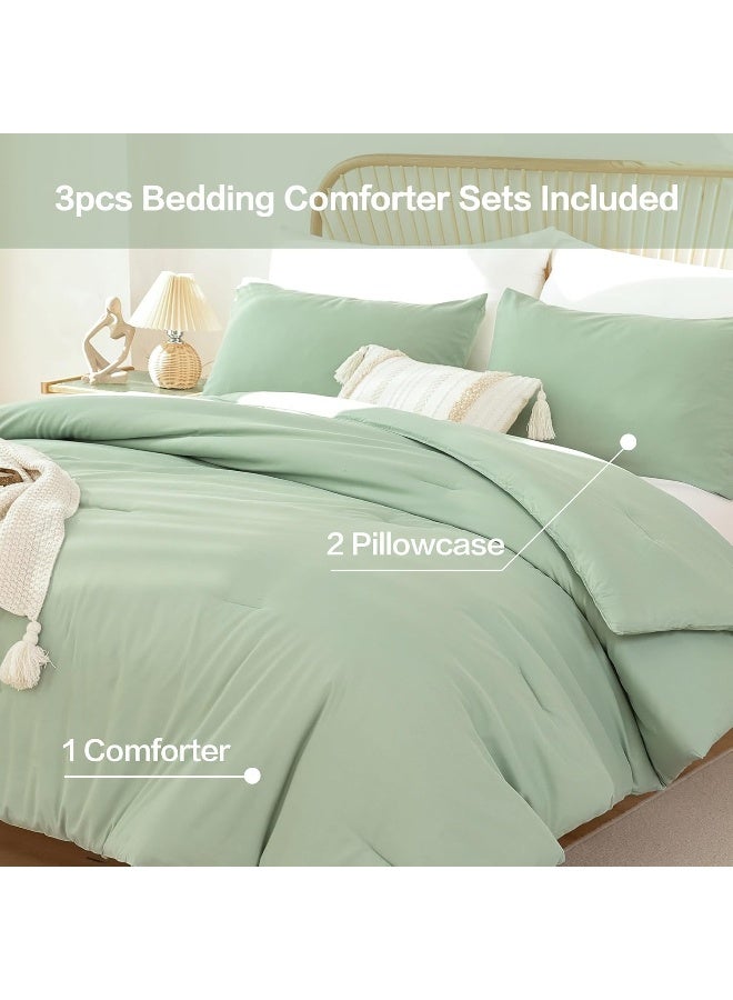 ROSGONIA Sage Green California King Comforter Set