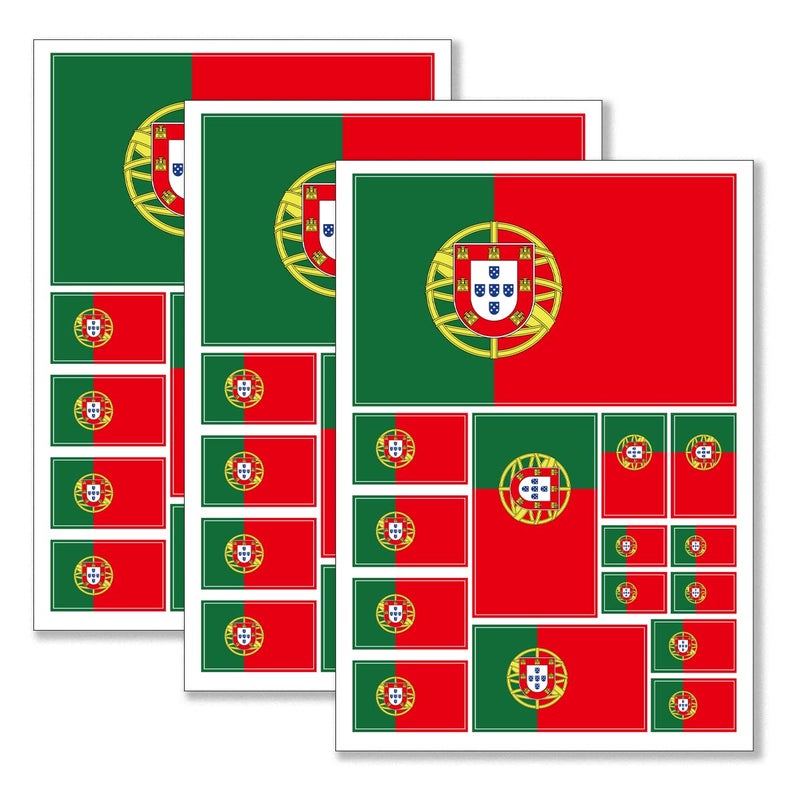 QQSD Portugal Flag Sticker Portuguese Decal in Multiple Sizes 3 Pack 117 x 83 Inches