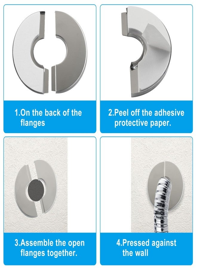 BokWin 4 Pack 0.87 inch/22mm ID Wall Split Flange, Stainless Steel Round Escutcheon Plate,Shower Arm Flange Cover Set for Universal Standard 0.87 inch/22mm Shower Head Arm Pipe - Round Split Design - Image 3