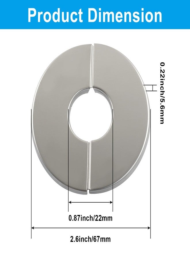 BokWin 4 Pack 0.87 inch/22mm ID Wall Split Flange, Stainless Steel Round Escutcheon Plate,Shower Arm Flange Cover Set for Universal Standard 0.87 inch/22mm Shower Head Arm Pipe - Round Split Design - Image 2