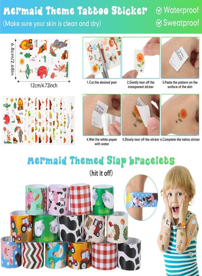 Poen 172 Pcs Farm Animal Party Favors Set Include Cup Straw Stamp Clap Bracelet Keychain Ring Puzzle Sticker Animal Miniature Card for Birthday Party Baby Shower Goody Bag Stuffer - Image 3